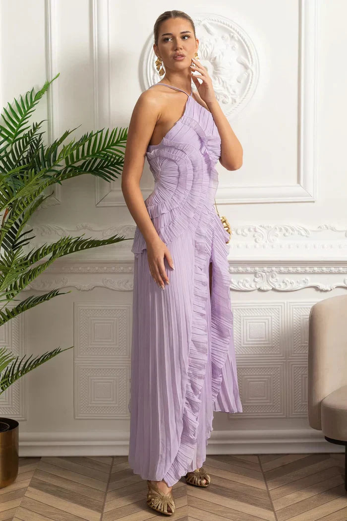 Vestido Sexy Assimétrico e Decote nas Costas