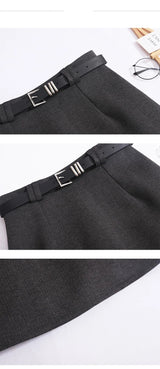 Saia de Lã com Cinto – Modelo A-Line Cintura Alta, Elegante