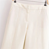 Conjunto Feminino Elegância Clássica – Blazer Transpassado com Botões Duplos e Calça de Cintura Alta