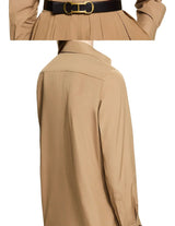 Conjunto CHCH – Camisa Bordada + Saia Midi Plissada Casual Chic