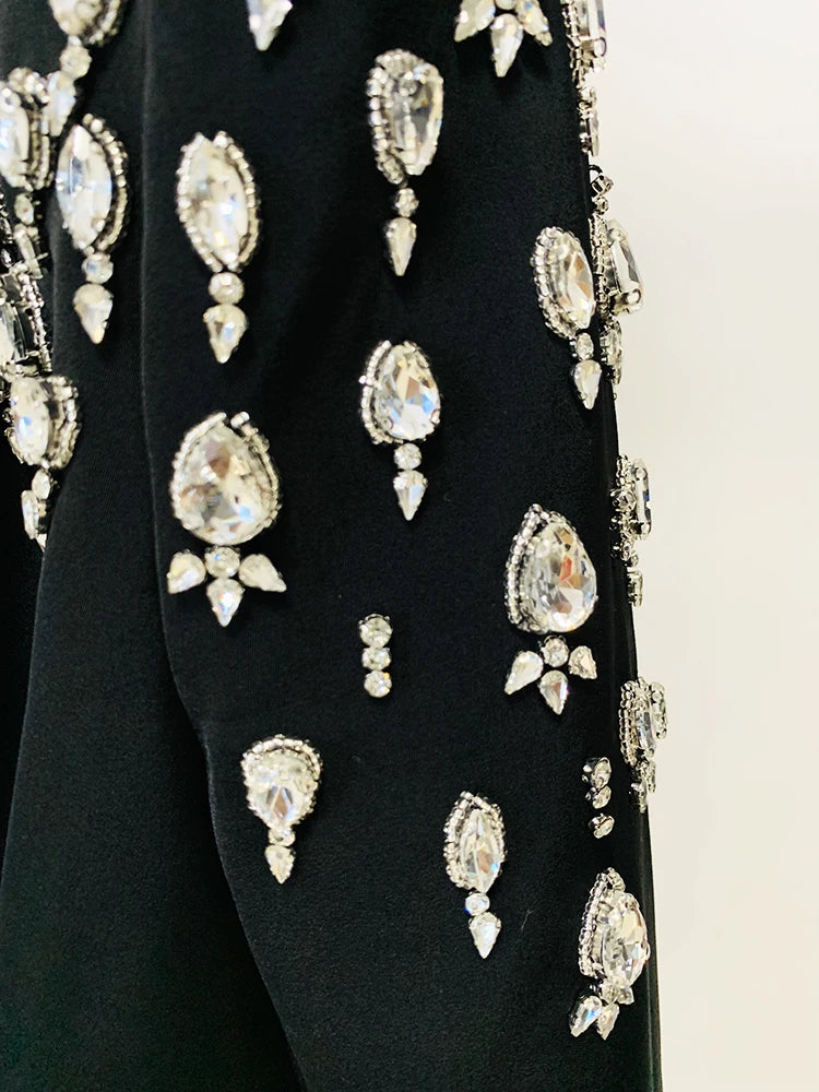 Blazer Longo com Botões Duplos e Aplique de Pedrarias – Bordado à Mão