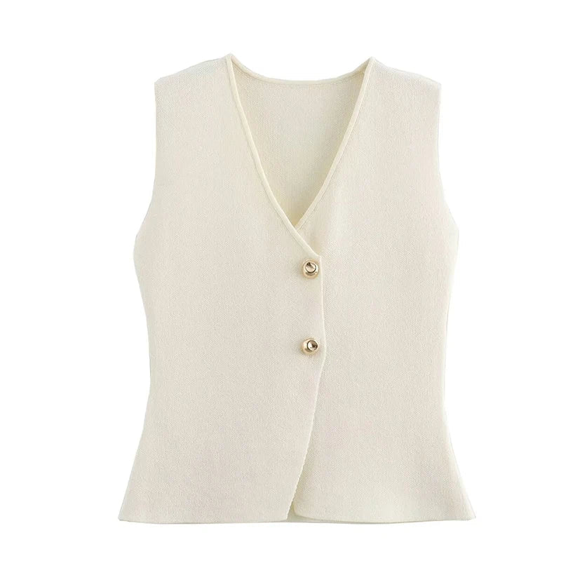 Conjunto Saia Midi Plissada e Colete Regata - Estilo Vintage