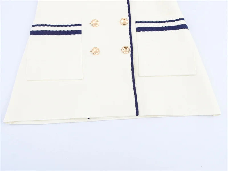 Colete de Tricô Sem Mangas – Branco com Detalhe, Estilo Casual Chic