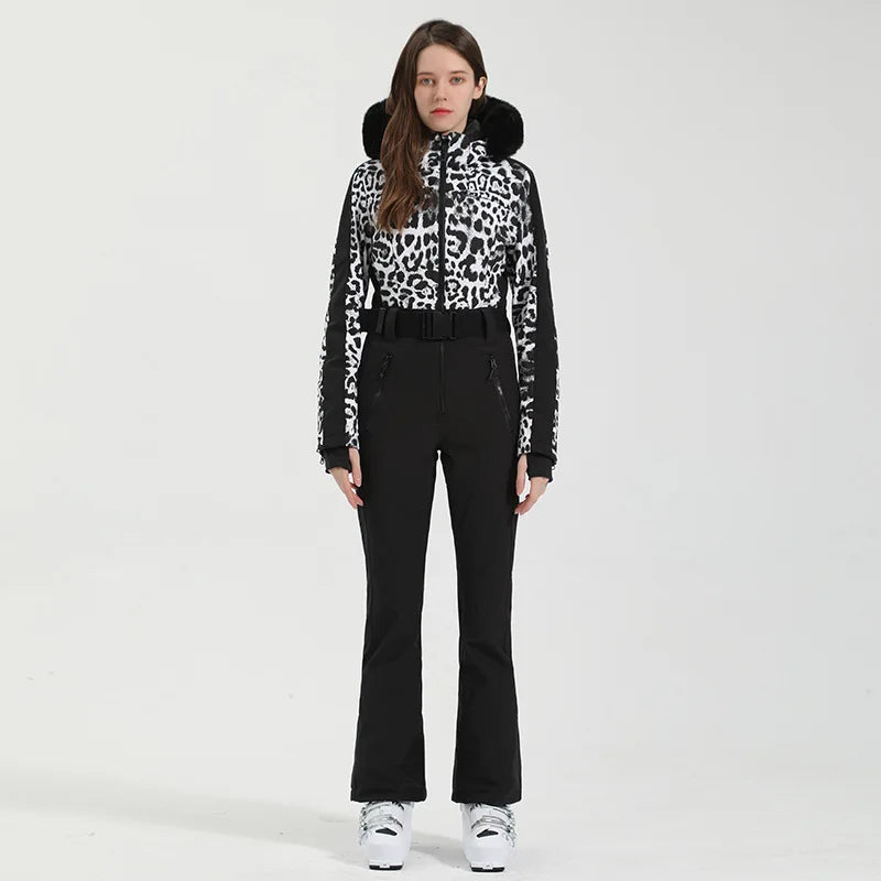 Macacão de Esqui Feminino GSOU SNOW – Peça Única, Acolchoado, Impermeável, Respirável e à Prova de Vento