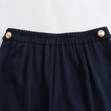 Conjunto Elegante – Blazer Curto com Botões Decorativos e Calça Pantalona