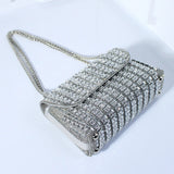 Bolsa Glamour Prateada com Brilho de Strass