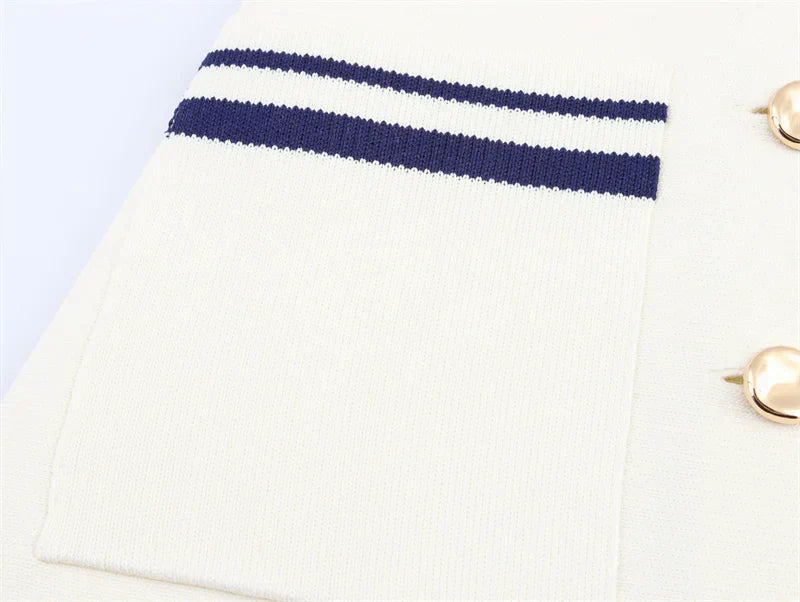 Colete de Tricô Sem Mangas – Branco com Detalhe, Estilo Casual Chic