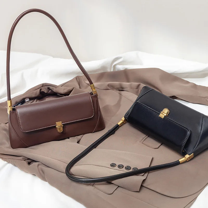 Bolsa de Ombro – Couro Ecológico, Estilo Luxo, Pequena e Elegante, Modelo Underarm/Clutch