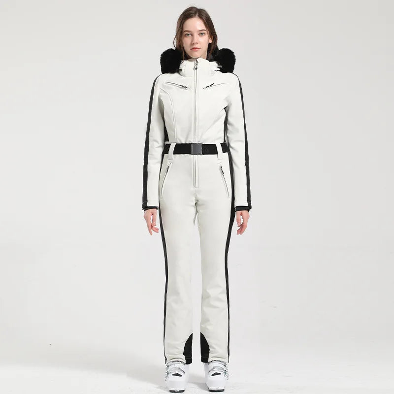 Macacão de Esqui Feminino GSOU SNOW – Peça Única, Acolchoado, Impermeável, Respirável e à Prova de Vento