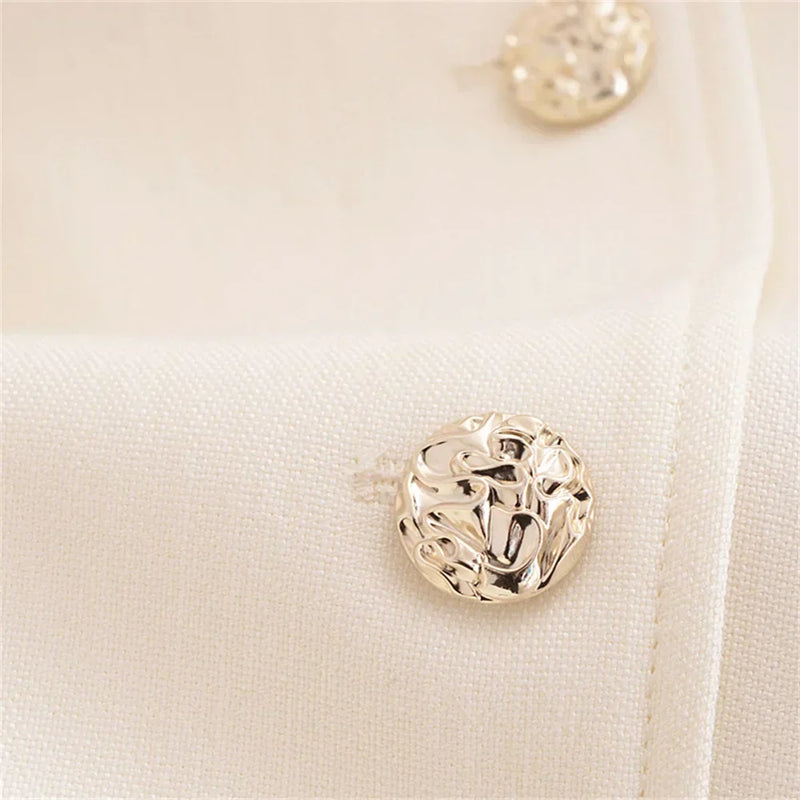 Conjunto Feminino Elegância Clássica – Blazer Transpassado com Botões Duplos e Calça de Cintura Alta