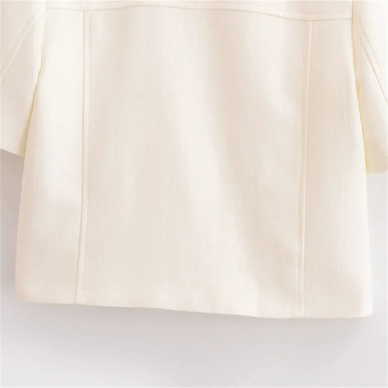 Conjunto Feminino Elegância Clássica – Blazer Transpassado com Botões Duplos e Calça de Cintura Alta