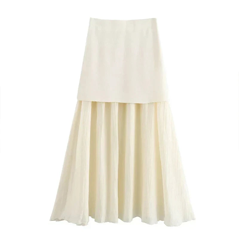 Conjunto Saia Midi Plissada e Colete Regata - Estilo Vintage