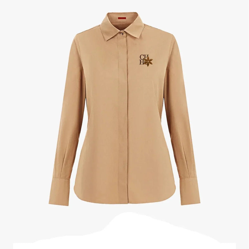 Conjunto CHCH – Camisa Bordada + Saia Midi Plissada Casual Chic