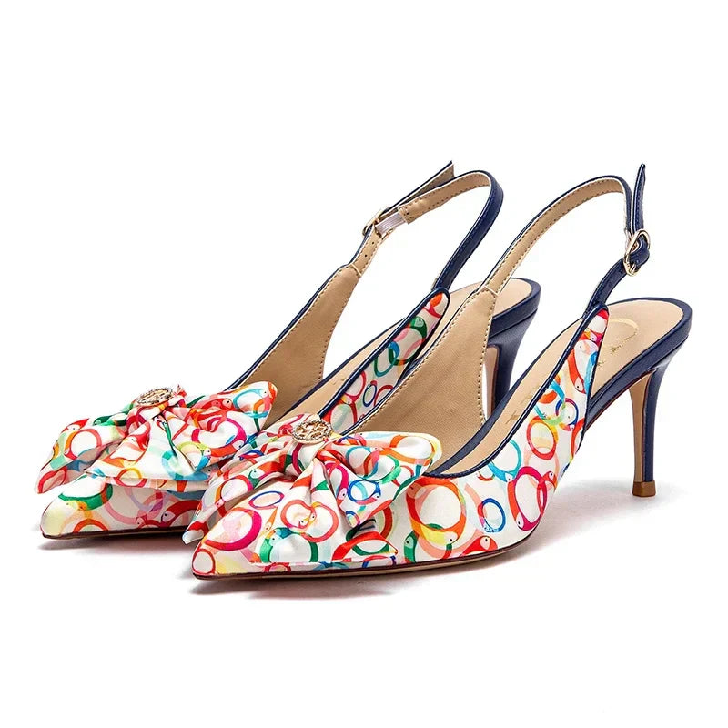 Sandálias CHCH – Salto Alto 7cm, Bico Fino com Laço