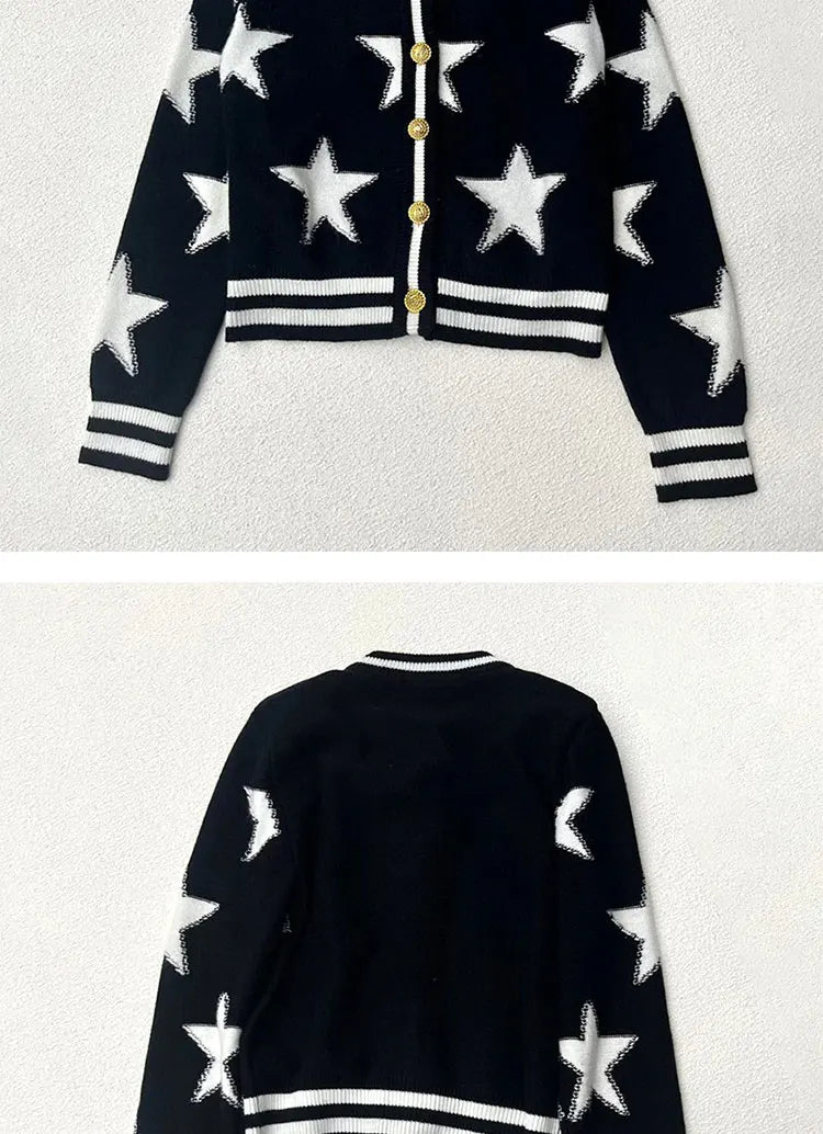 Cardigan Tricot com Botões Dourados – Estilo Sofisticado