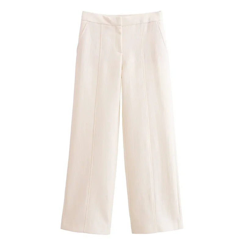 Conjunto Feminino Elegância Clássica – Blazer Transpassado com Botões Duplos e Calça de Cintura Alta