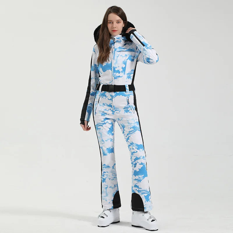 Macacão de Esqui Feminino GSOU SNOW – Peça Única, Acolchoado, Impermeável, Respirável e à Prova de Vento