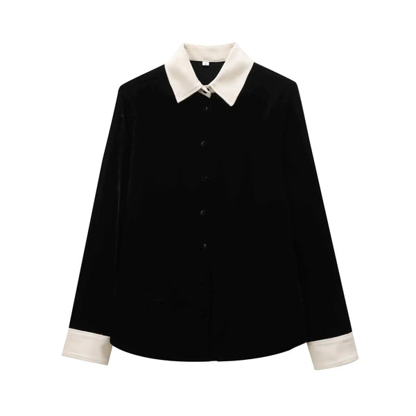 Conjunto em Veludo com Camisa de Manga Longa e Calça – Design Elegante com Detalhes Laterais