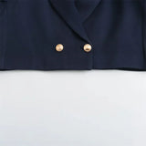 Conjunto Elegante – Blazer Curto com Botões Decorativos e Calça Pantalona