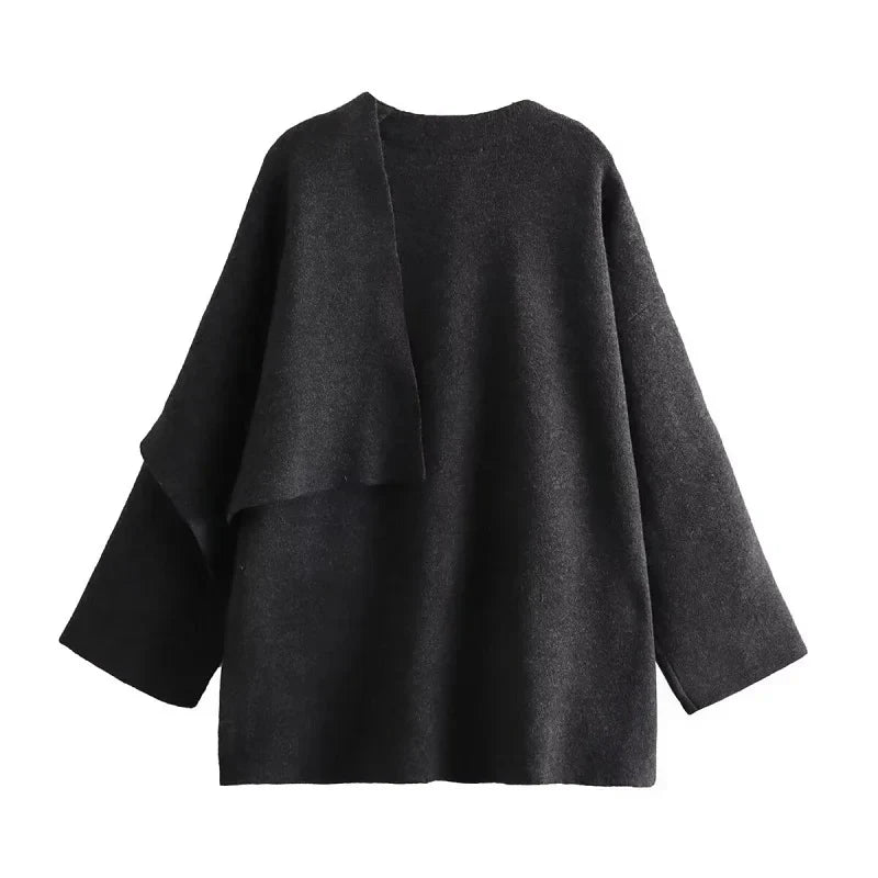 Casaco com Gola Assimétrica – Inverno com Estilo e Conforto