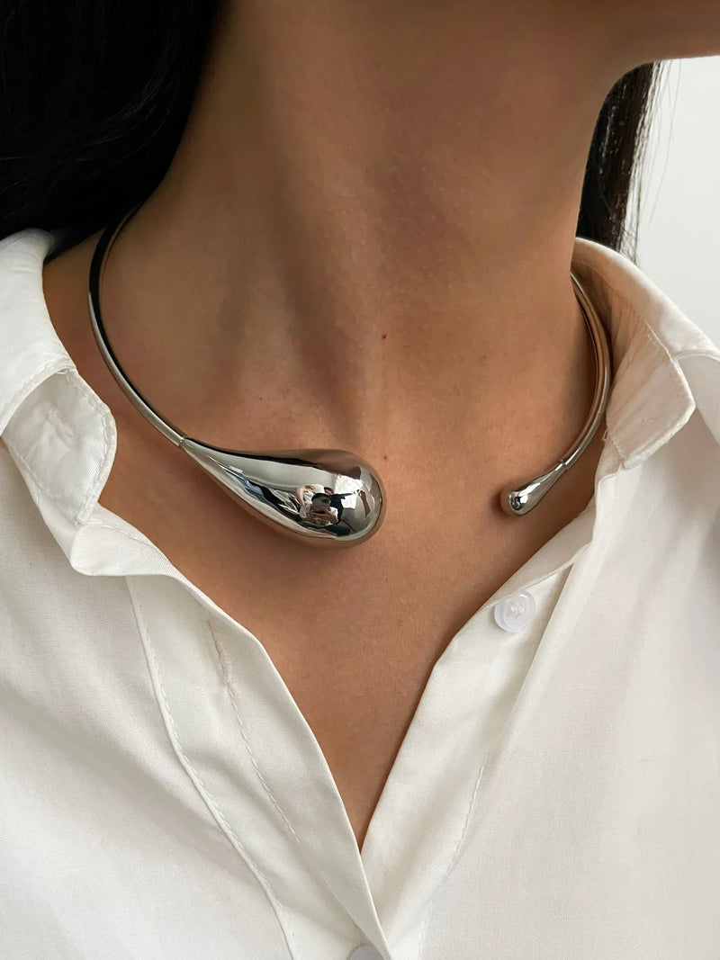 Colar Choker Aberto  Gota de Água Irregular - Joia Fashion